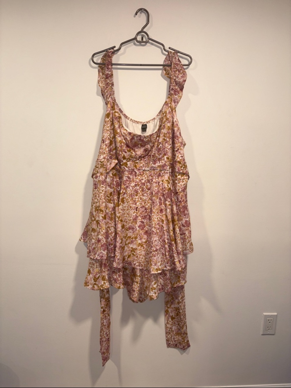 wild fable Pink & Mustard Floral Ruffle Tank jumper